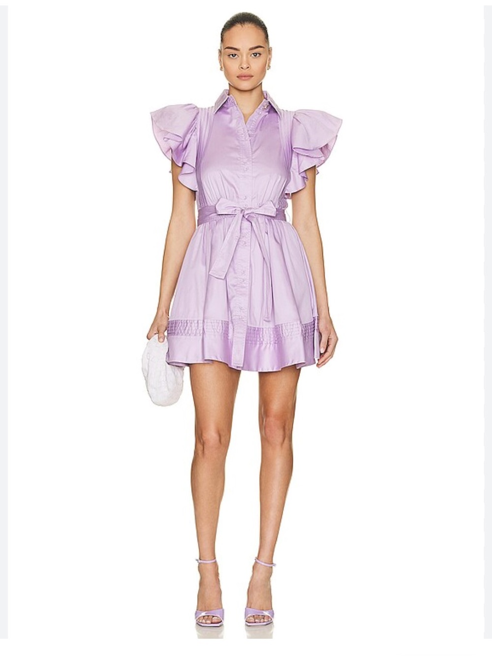 Aje. Lavender Puff-Sleeve Shirt Dress with Tie Waist new w/ tags 2 US / 6 AU